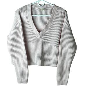 Pacsun LA Hearts Women Size XS Cropped V Neck Ribbed Light Pink Sweater Preppy